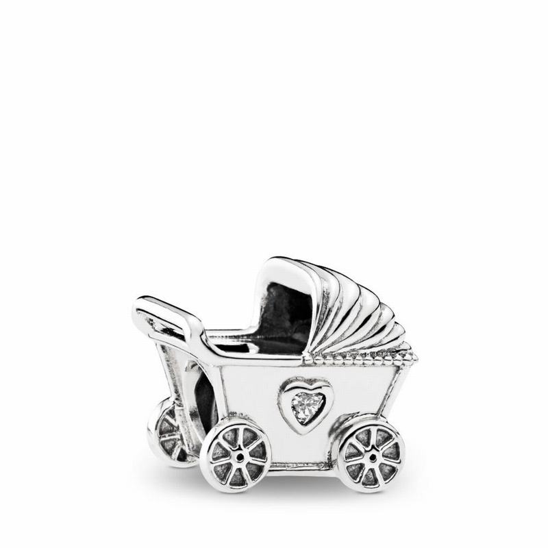 Pandora Baby's Pram Charm Ireland - Sterling Silver/Cubic Zirconia - 478065XOM